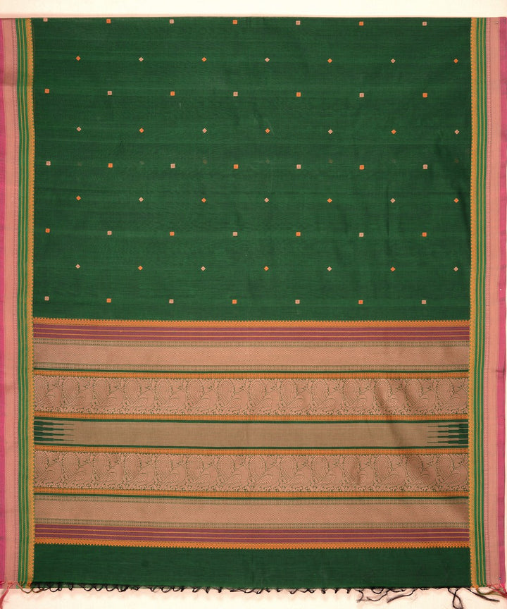 Olive green cotton handloom kanchi saree