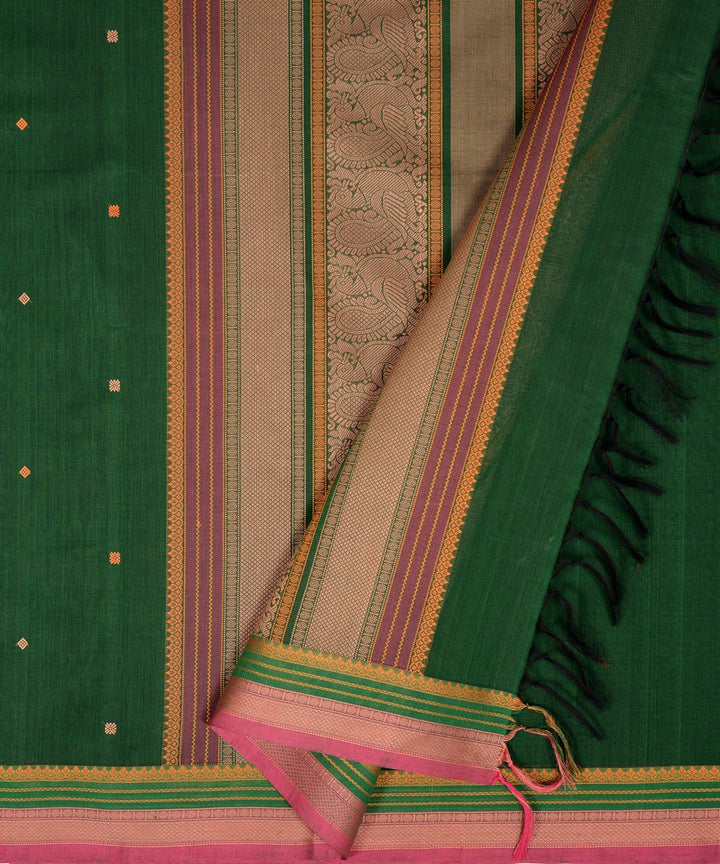 Olive green cotton handloom kanchi saree