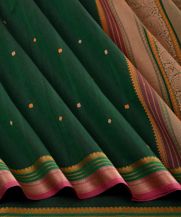 Olive green cotton handloom kanchi saree