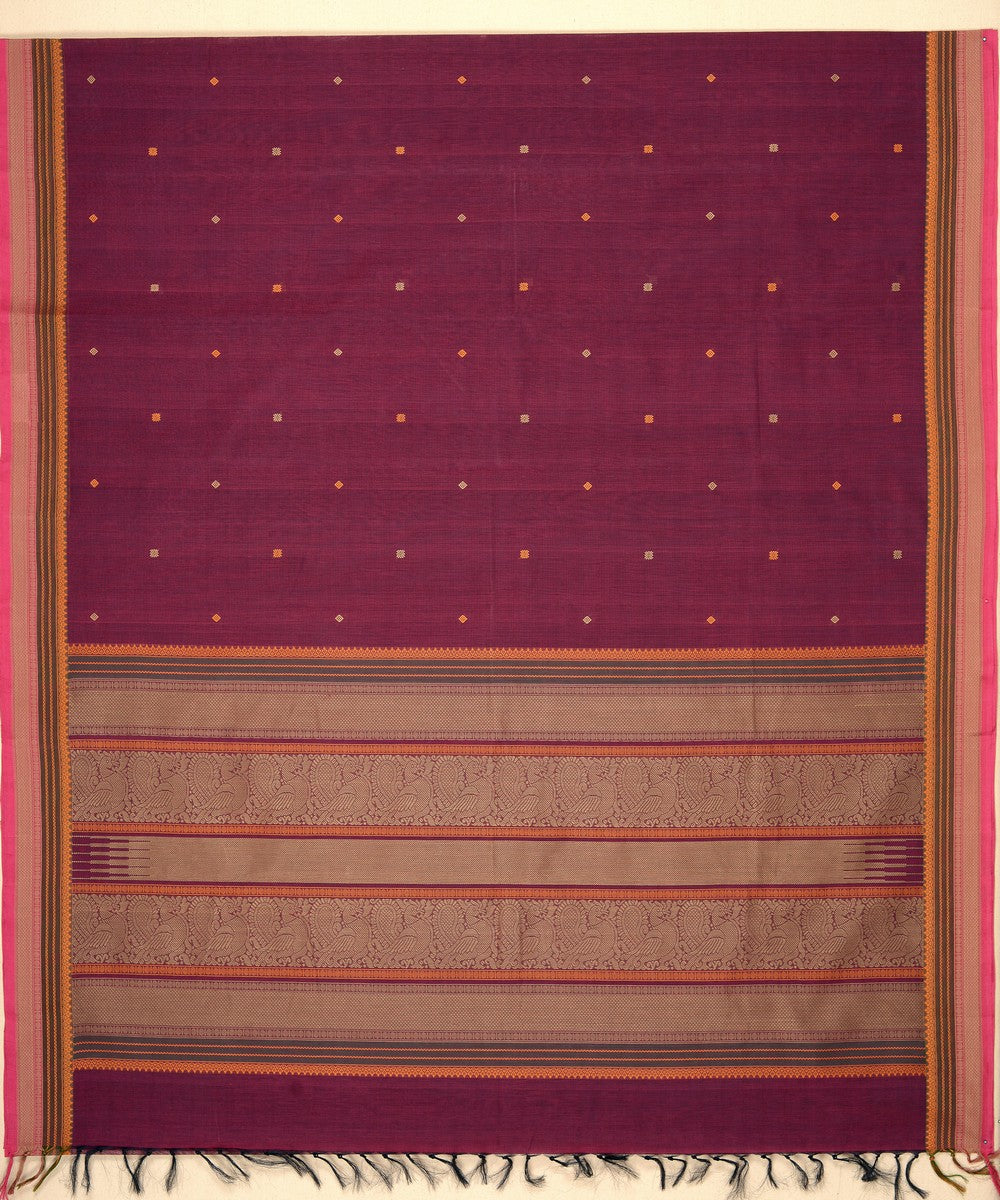 Purple butta handloom kanchi cotton saree