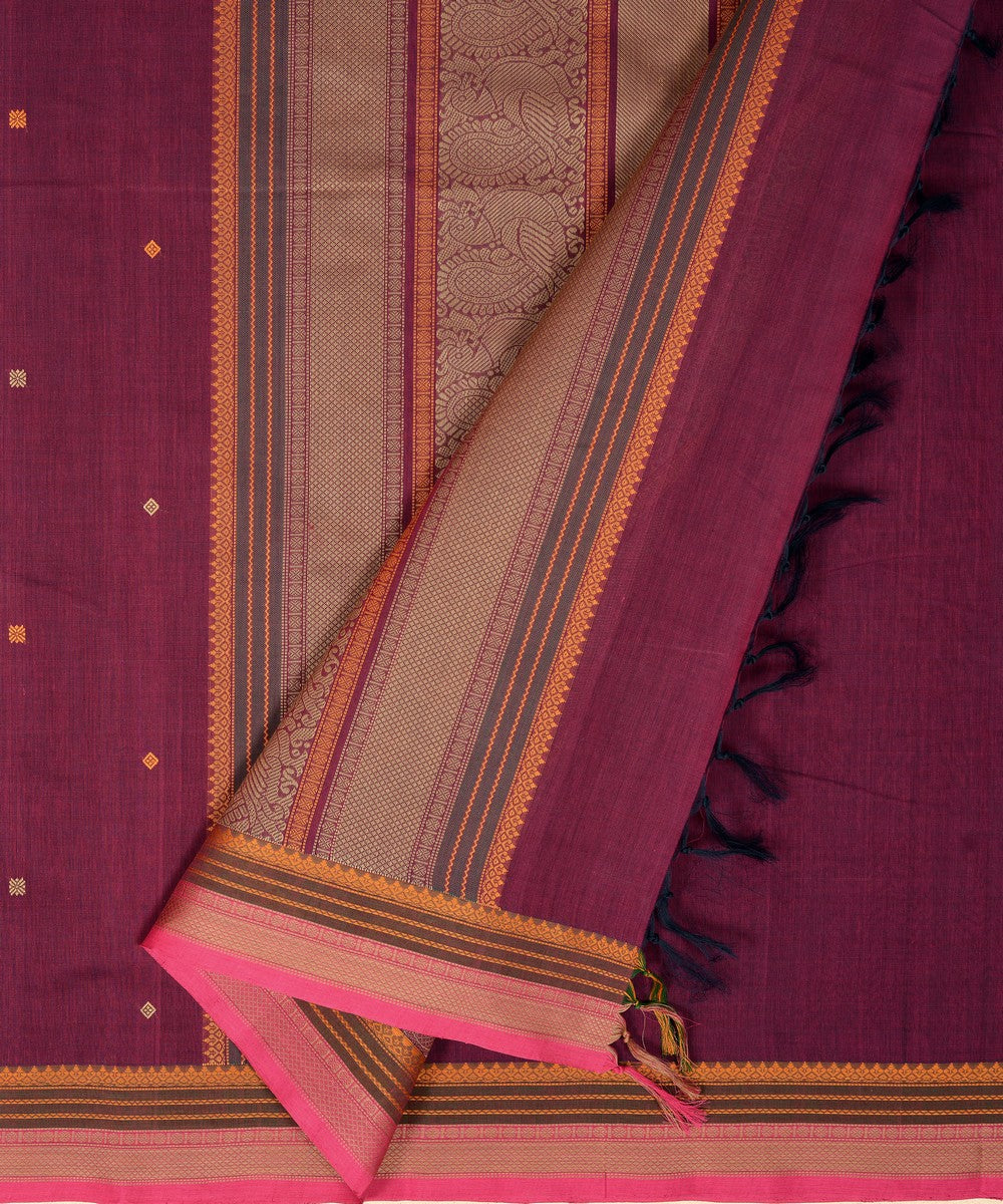 Purple butta handloom kanchi cotton saree