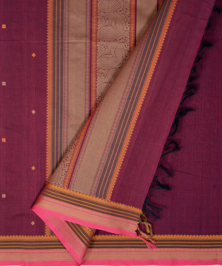 Purple butta handloom kanchi cotton saree