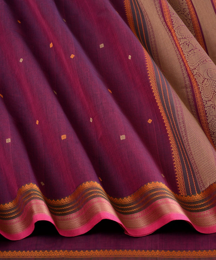 Purple butta handloom kanchi cotton saree
