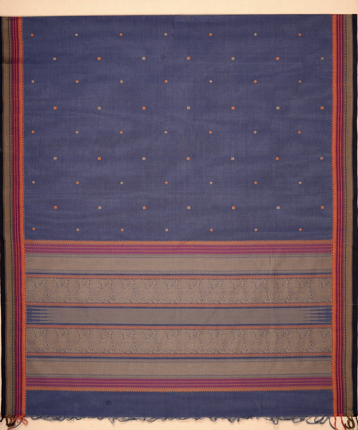 Greyish blue cotton handloom kanchi saree