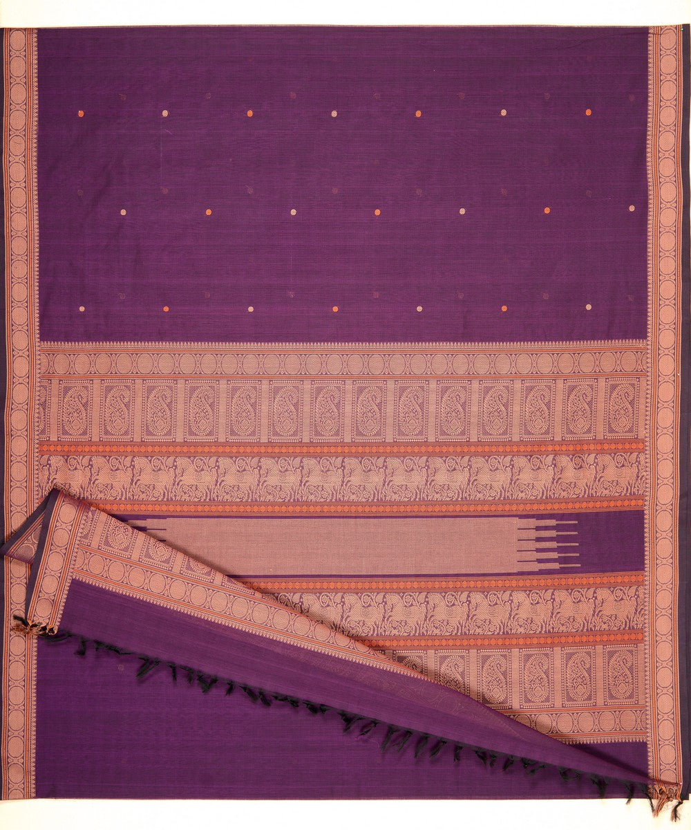 Purple rudraksha cotton handloom kanchi saree