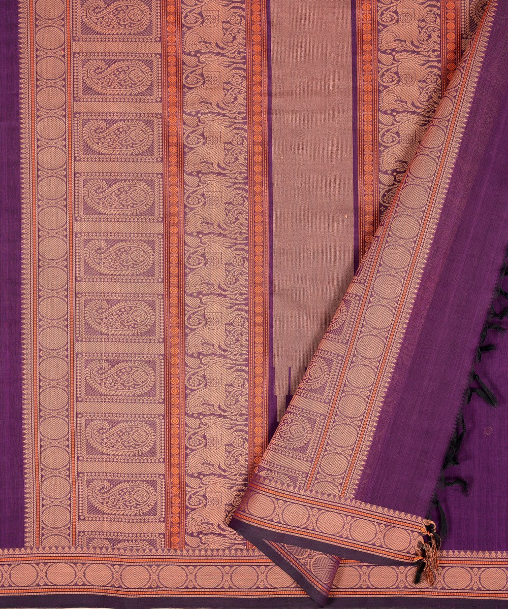 Purple rudraksha cotton handloom kanchi saree