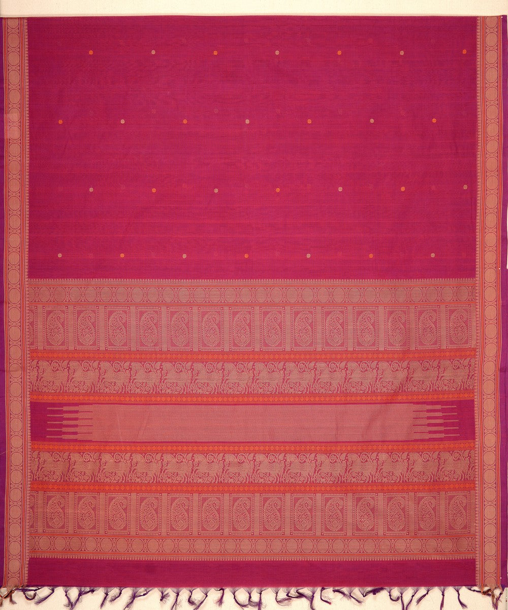 Pink rudraksha cotton handloom kanchi saree