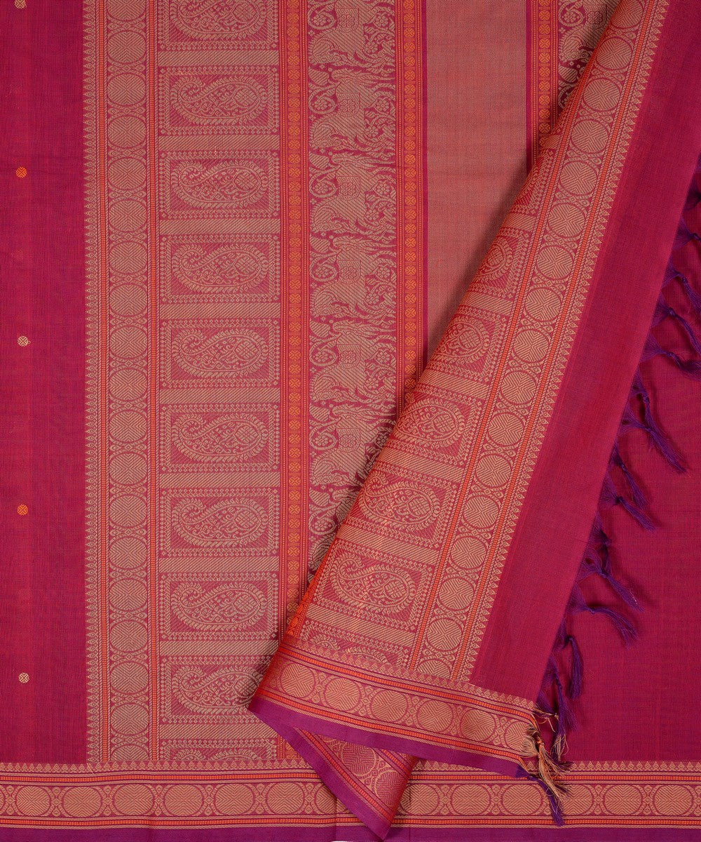 Pink rudraksha cotton handloom kanchi saree
