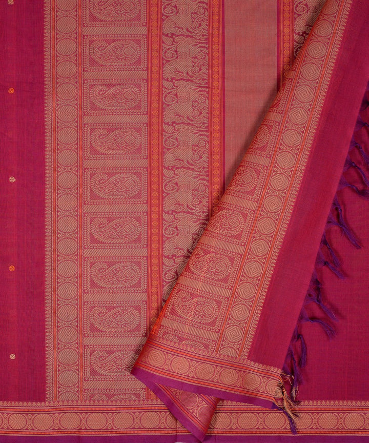 Pink rudraksha cotton handloom kanchi saree
