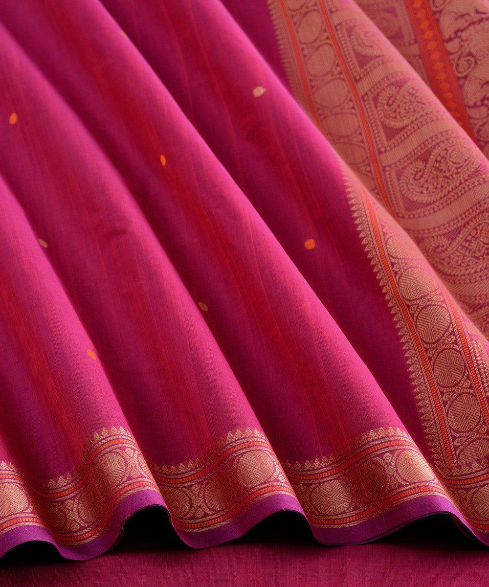 Pink rudraksha cotton handloom kanchi saree