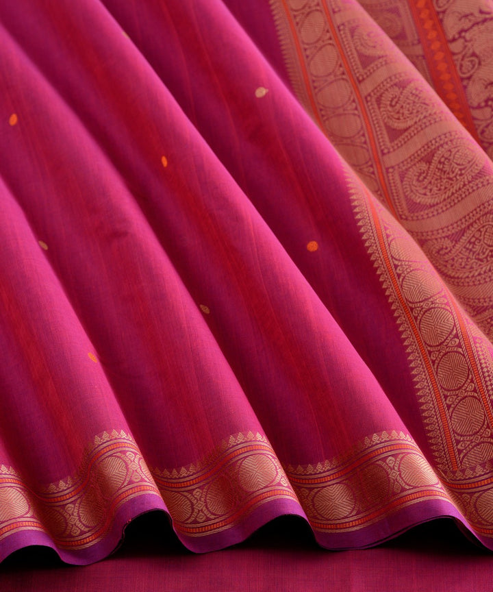 Pink rudraksha cotton handloom kanchi saree