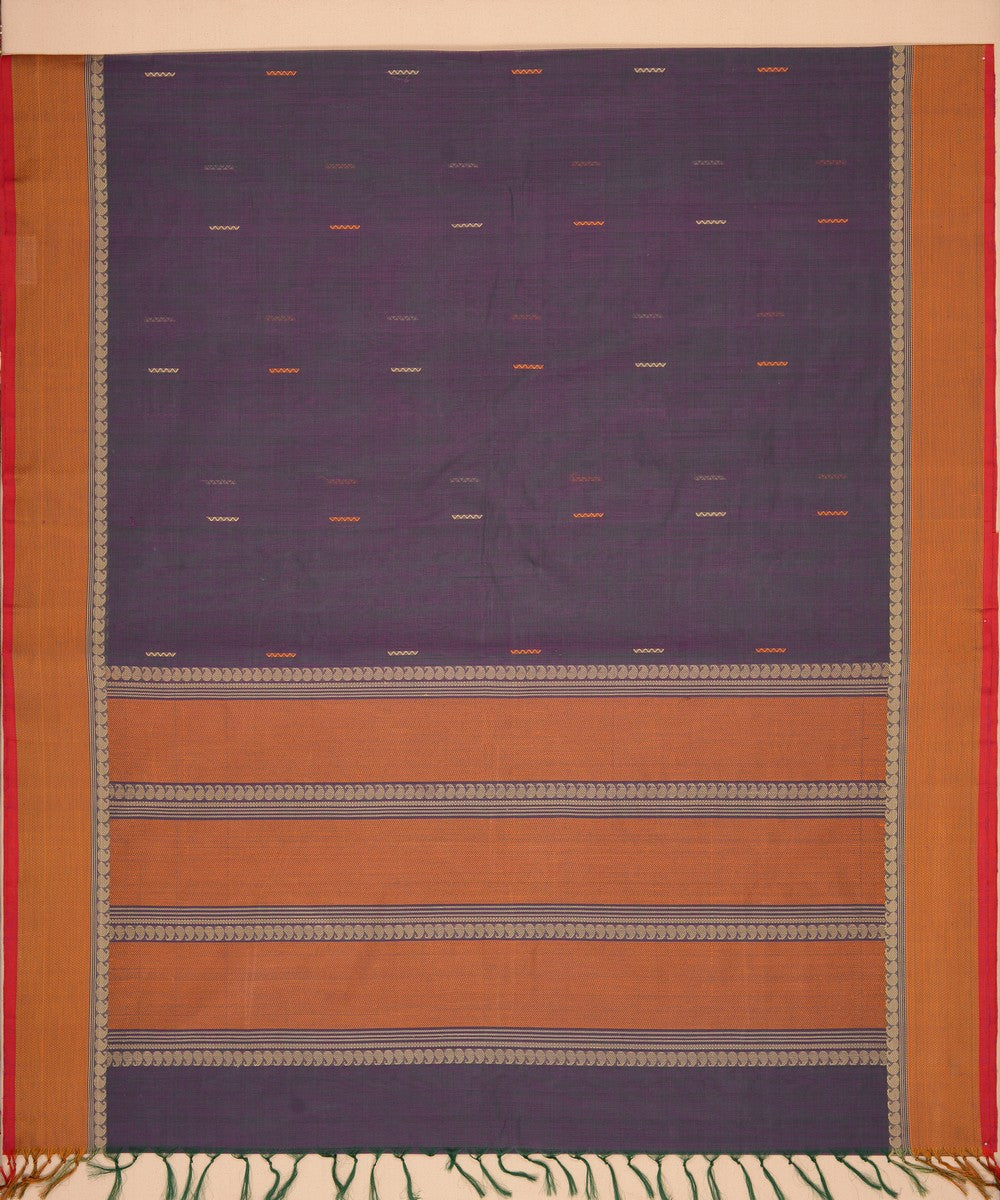 Shot blue cotton handloom kanchi saree