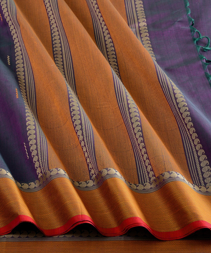 Shot blue cotton handloom kanchi saree