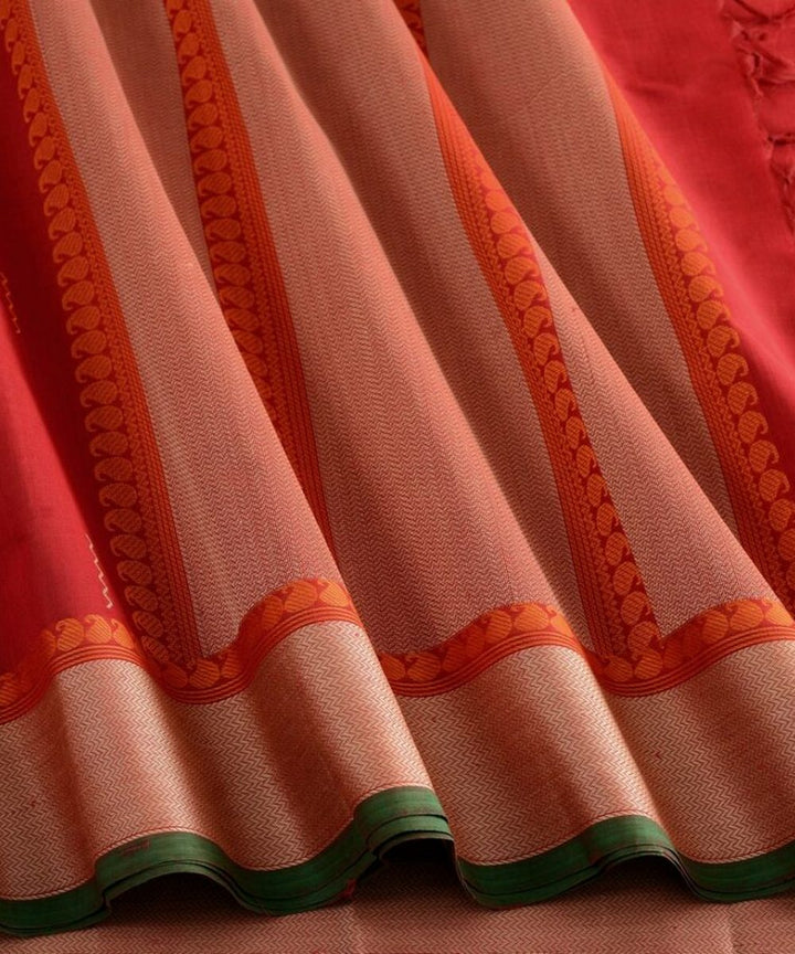 Red vanki butta cotton handloom kanchi saree