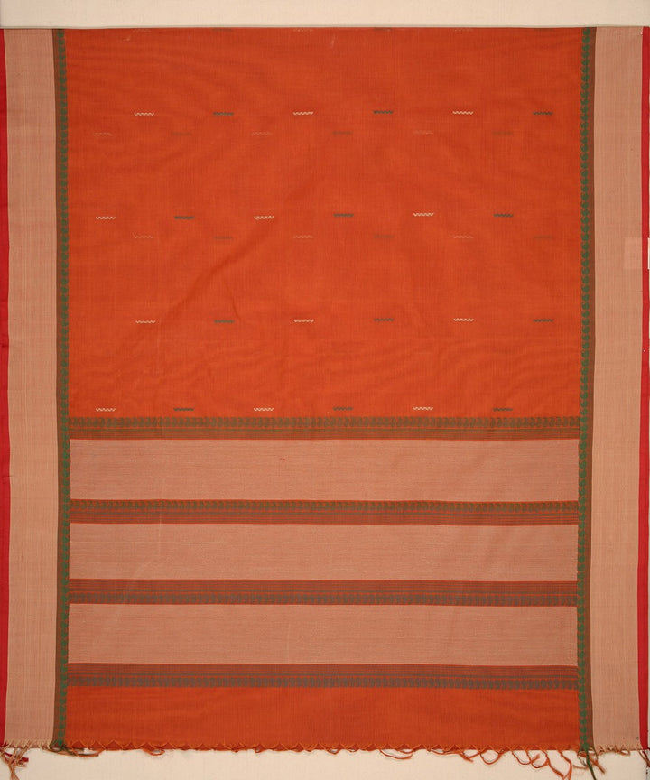 Orange butta cotton handloom kanchi saree