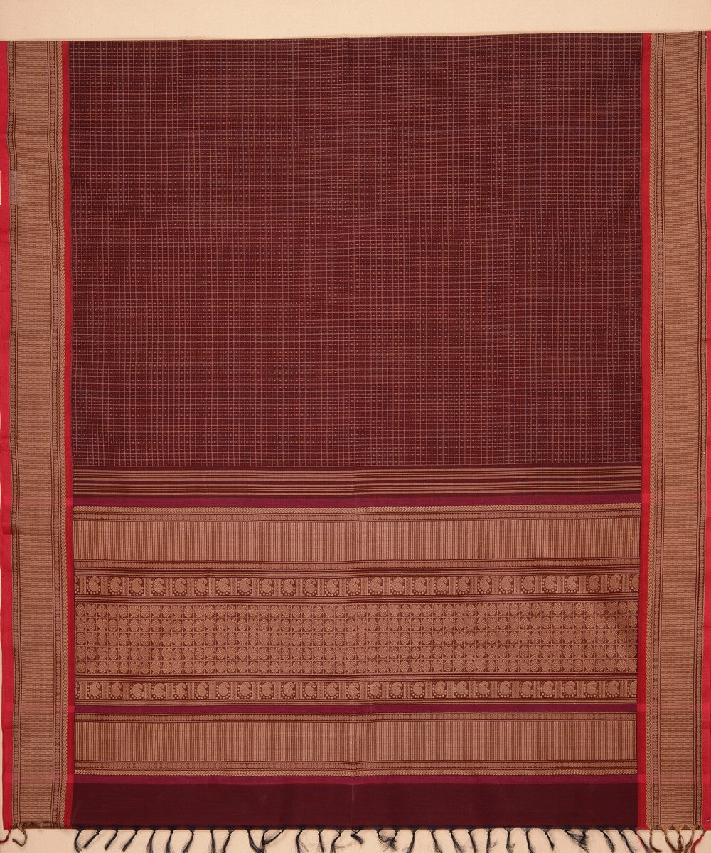 Brown dark lakshadeepam cotton handloom kanchi saree