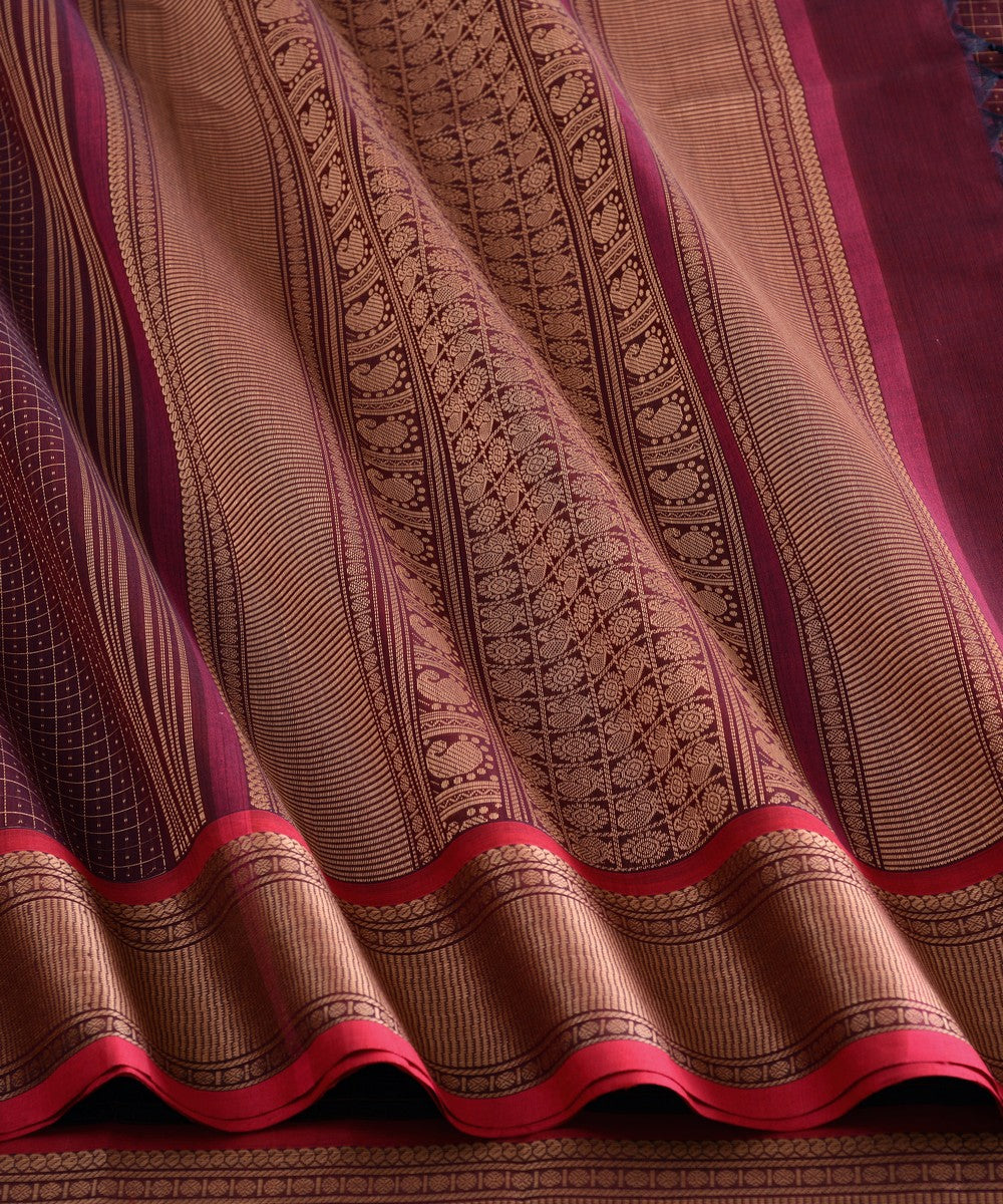 Brown dark lakshadeepam cotton handloom kanchi saree