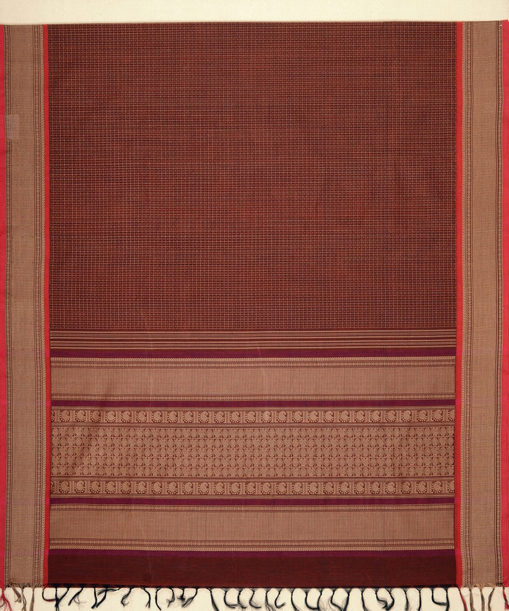 Brown lakshadeepam cotton handloom kanchi saree