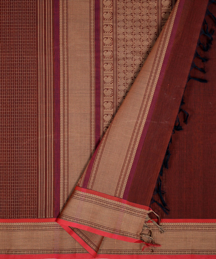 Brown lakshadeepam cotton handloom kanchi saree