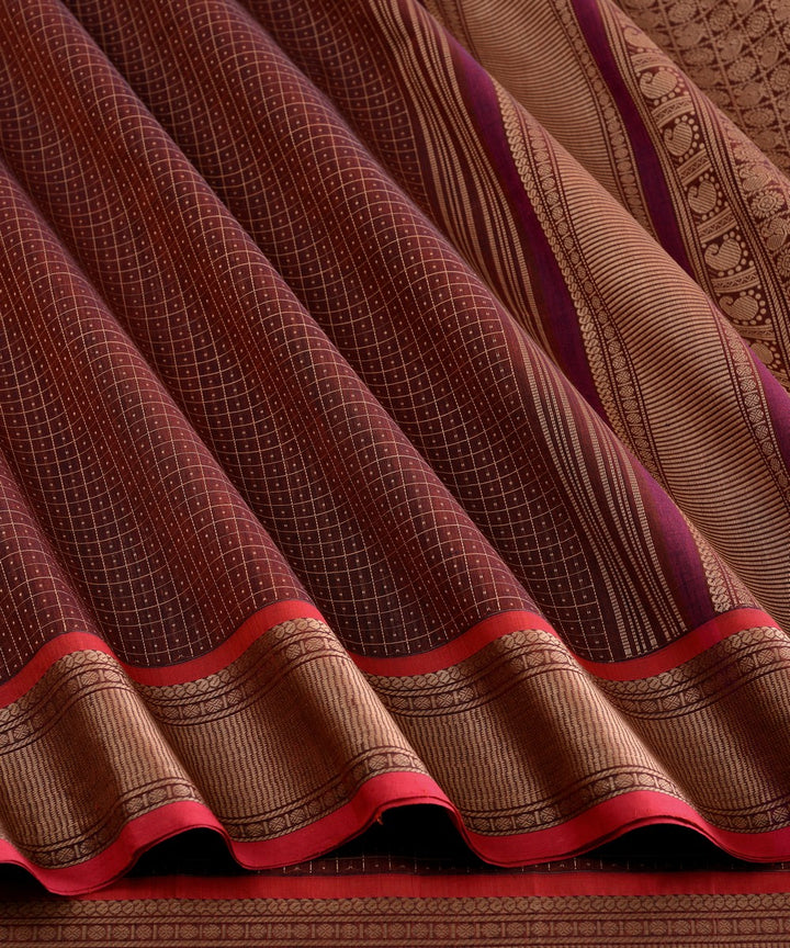 Brown lakshadeepam cotton handloom kanchi saree