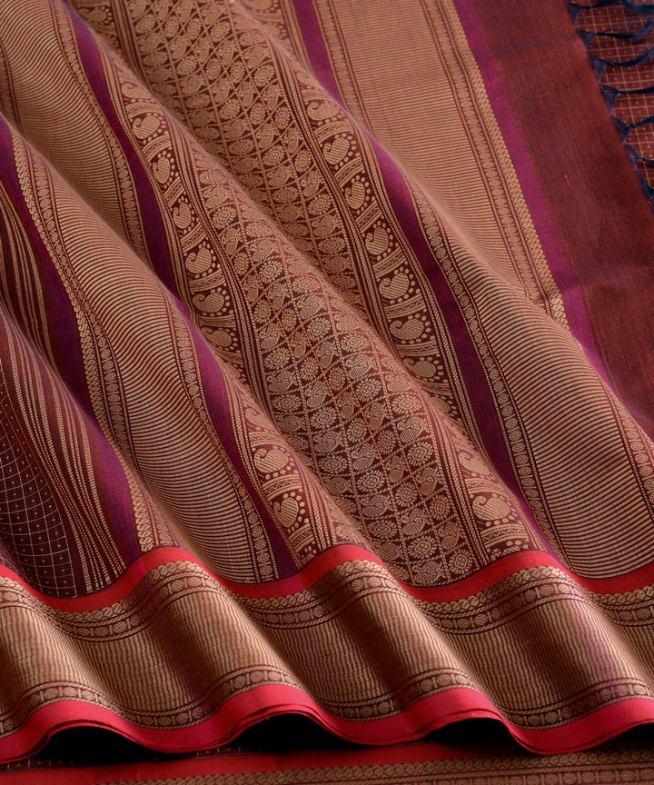Brown lakshadeepam cotton handloom kanchi saree