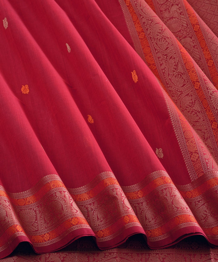 Red butta cotton handloom kanchi saree