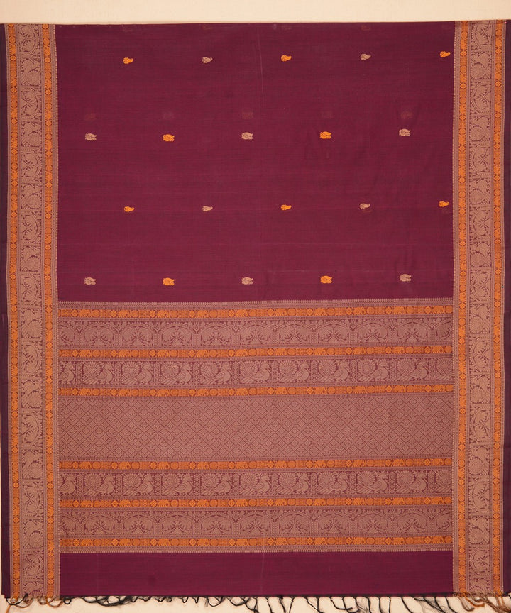 Purple butta cotton handloom kanchi saree