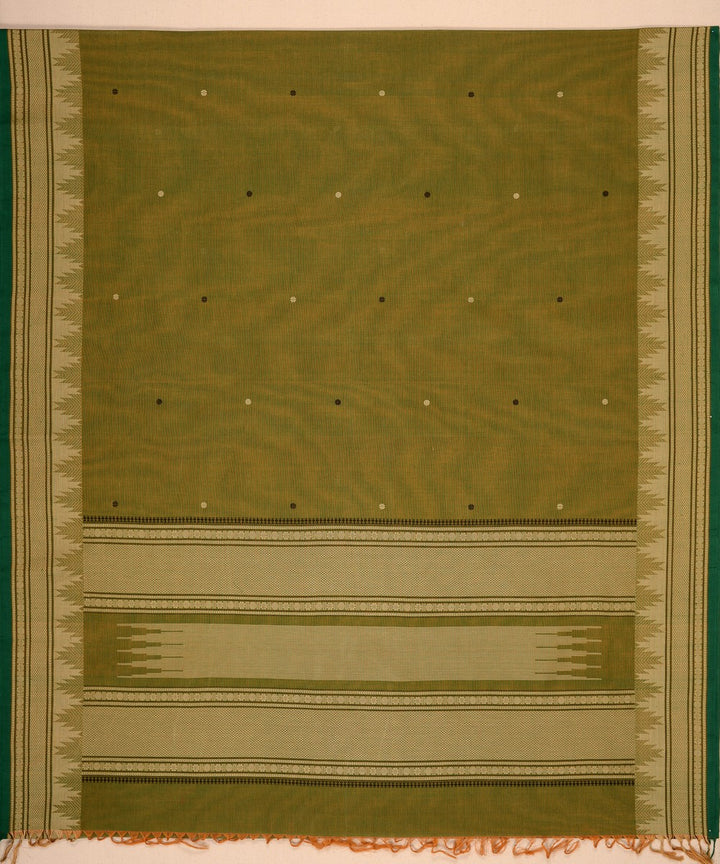 Light green temple cotton handloom kanchi saree
