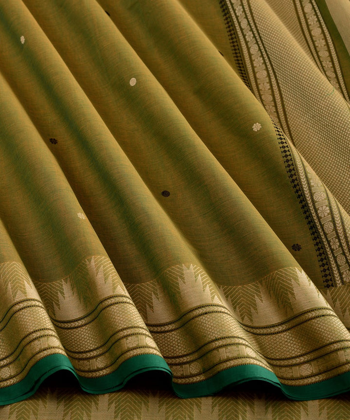 Light green temple cotton handloom kanchi saree