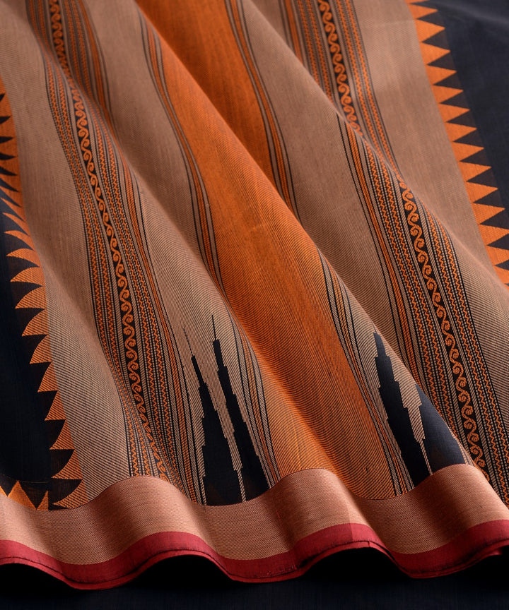 Black temple cotton handloom kanchi saree