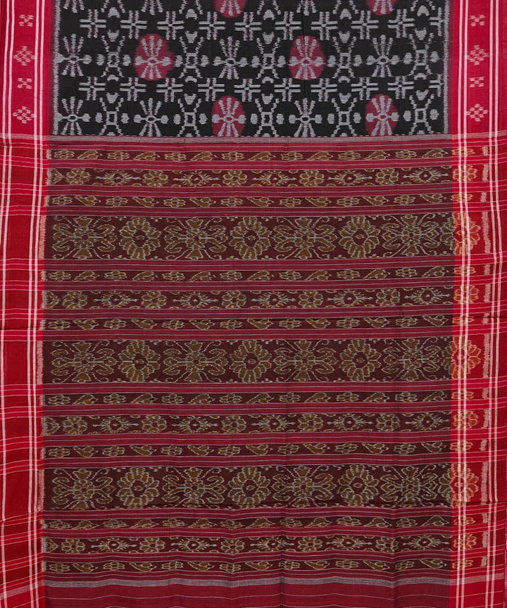 Black red cotton handwoven nuapatna saree