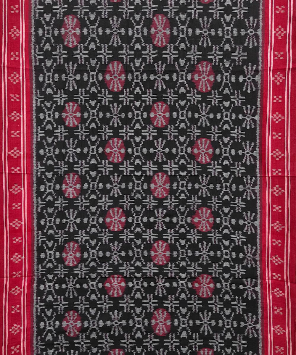 Black red cotton handwoven nuapatna saree