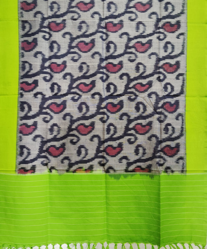 Grey black mint green handloom pochampally ikat cotton duppatta