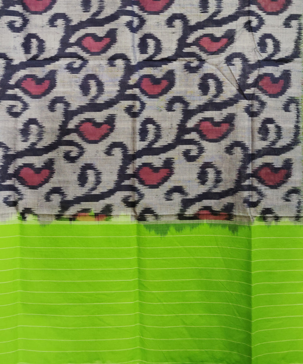 Grey black mint green handloom pochampally ikat cotton duppatta