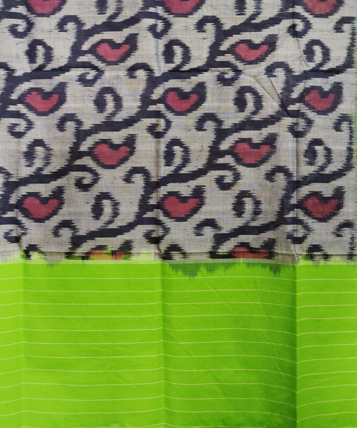 Grey black mint green handloom pochampally ikat cotton duppatta