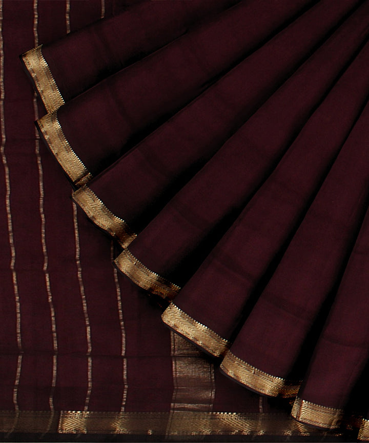 Maroon handloom maheshwari cotton silk saree