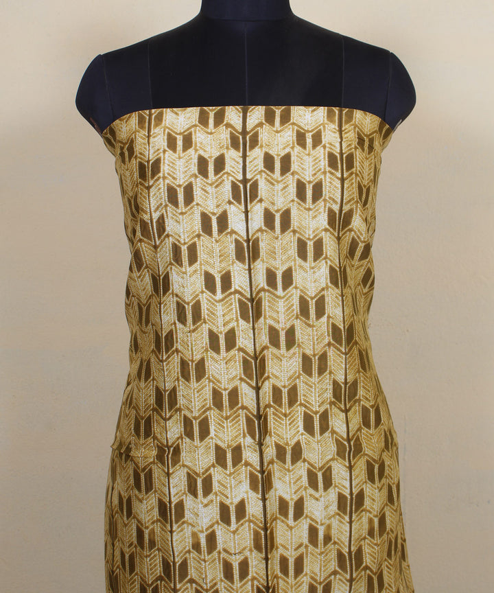 2.9m mehendi handwoven cotton silk shibori kurta material