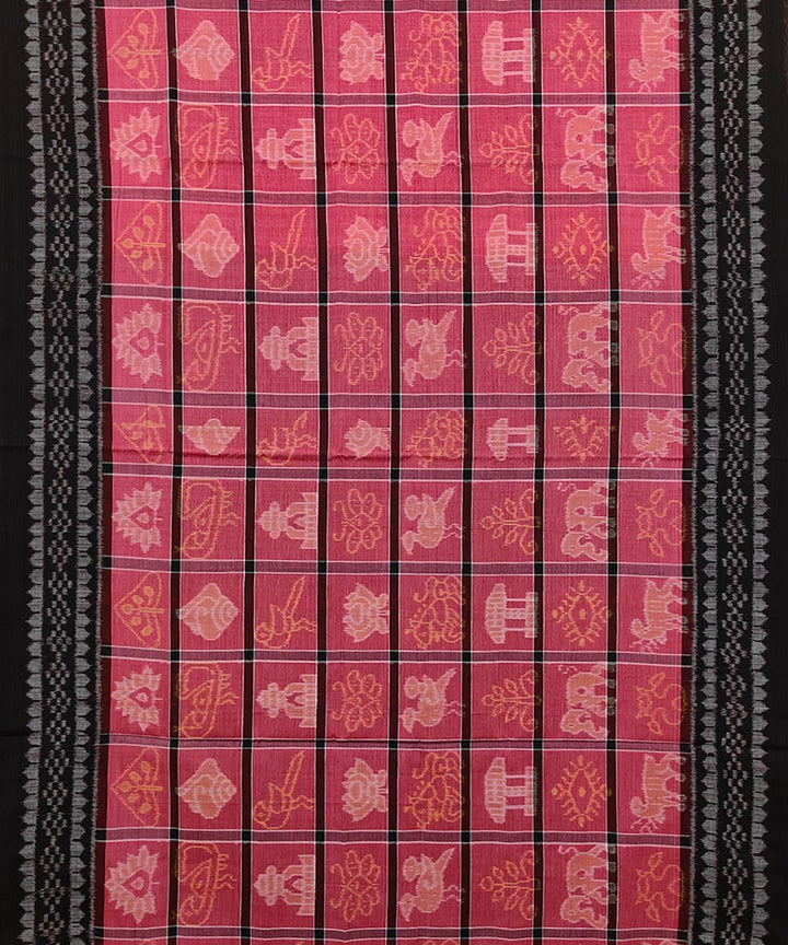 Pink black cotton handwoven nuapatna saree