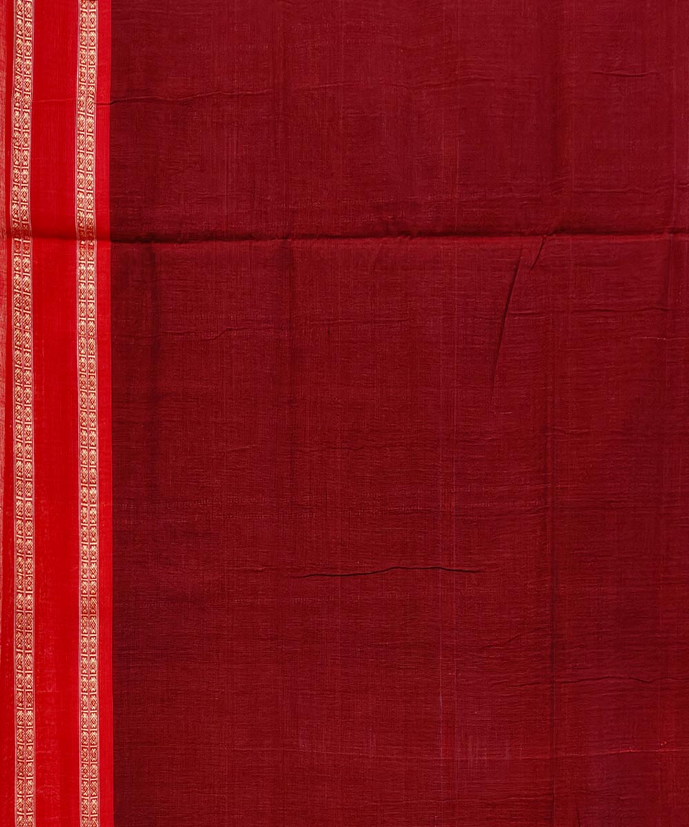 Dark green maroon cotton handwoven nuapatna saree