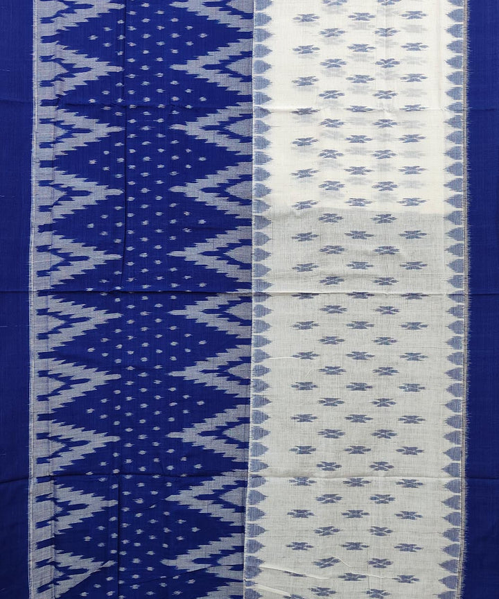 Navy blue offwhite cotton handwoven nuapatna saree