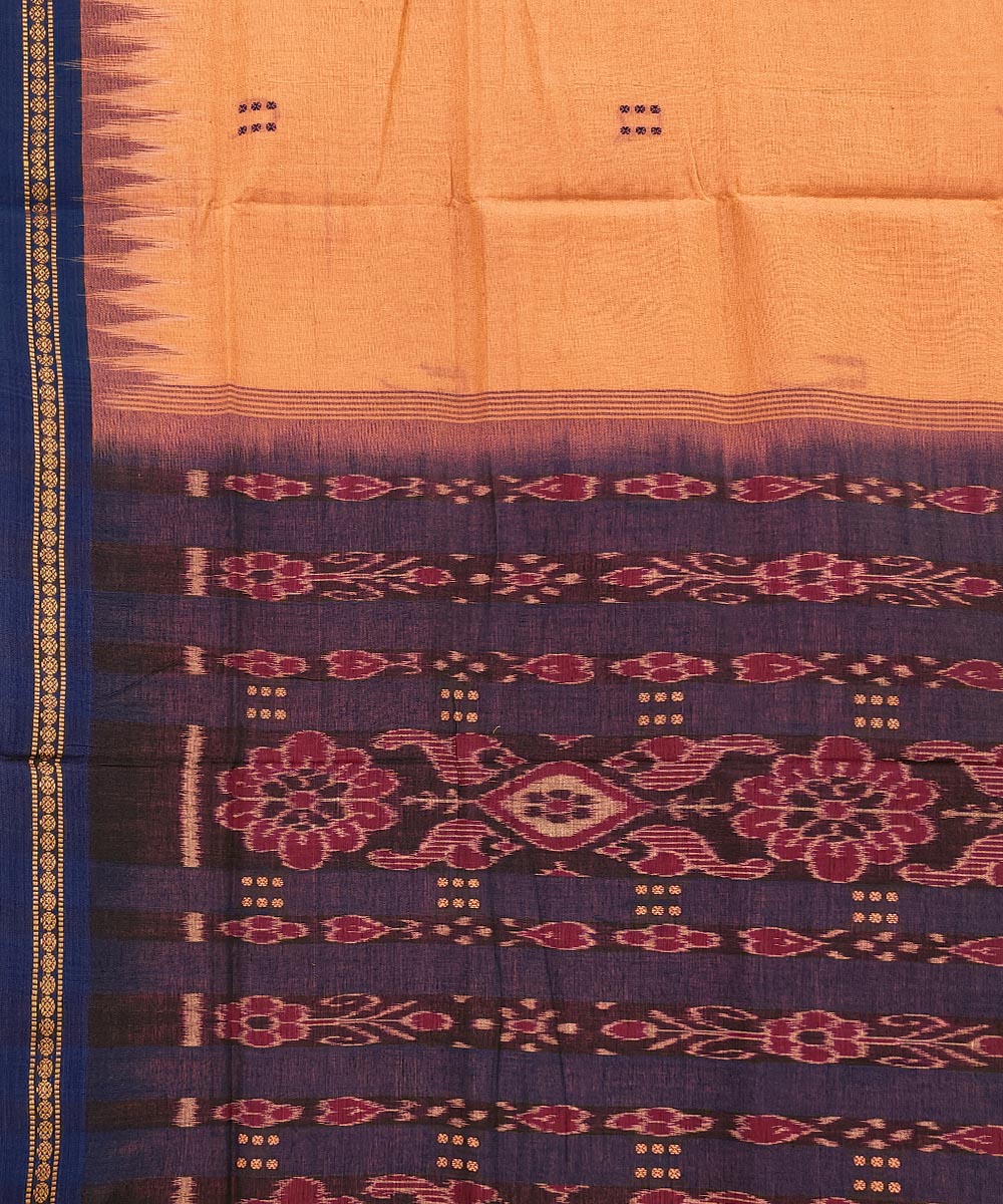 Peanut brown black cotton handwoven nuapatna saree