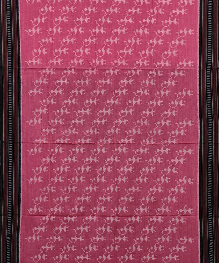 Pink black handwoven nuapatna cotton saree