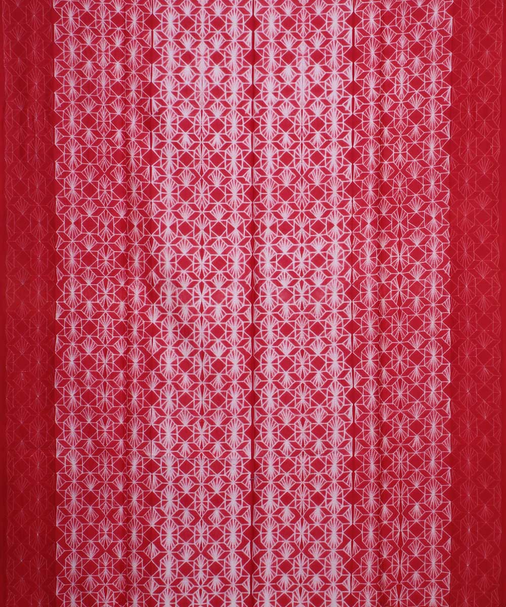 2.9m red handwoven cotton silk shibori kurta material