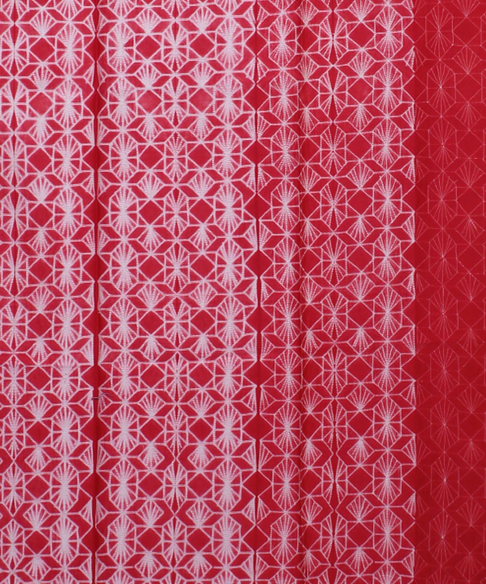 2.9m red handwoven cotton silk shibori kurta material