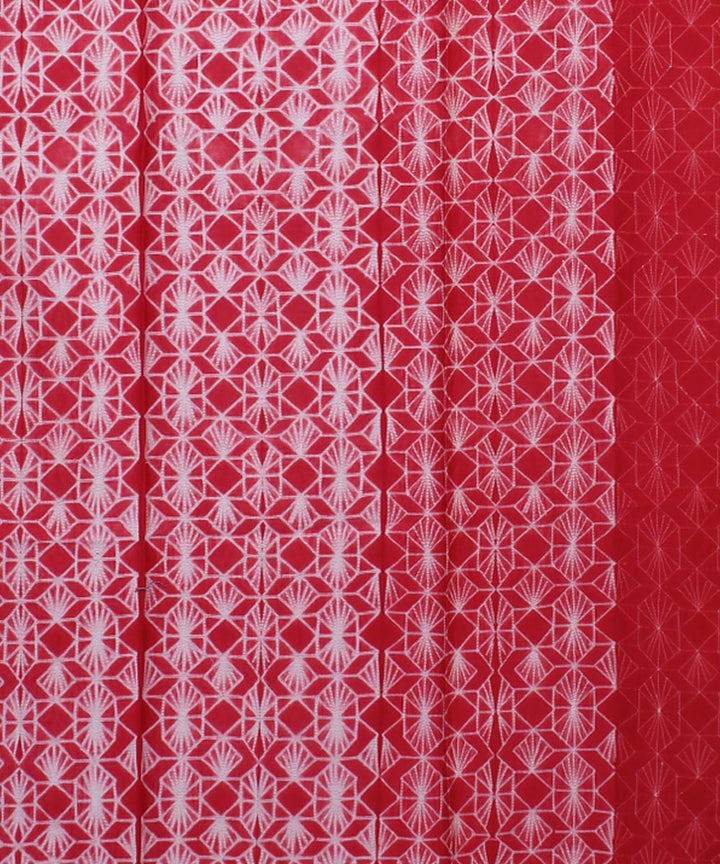 2.9m red handwoven cotton silk shibori kurta material