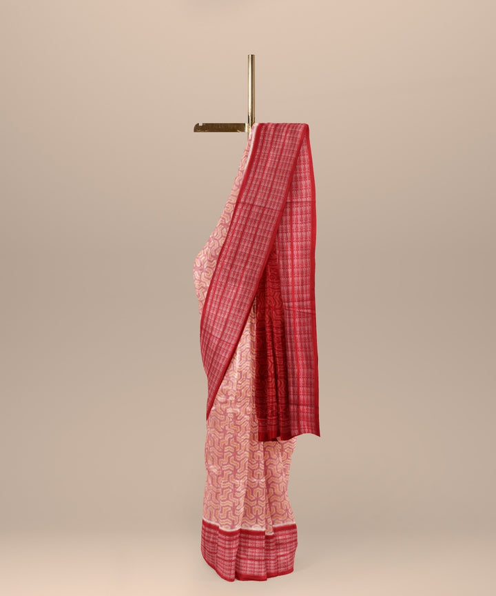 Pink red handloom cotton sambalpuri saree