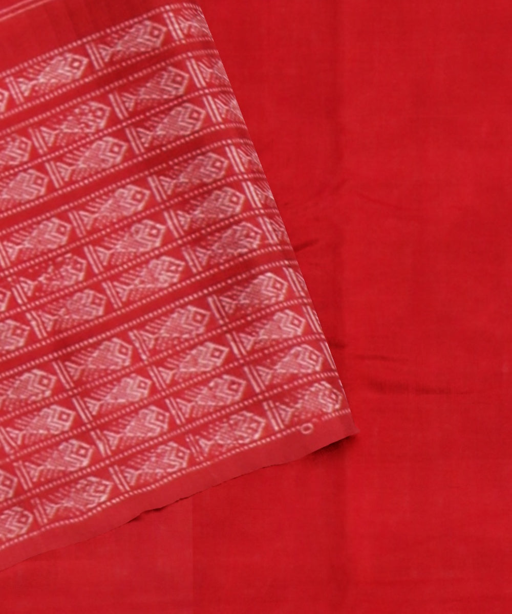 Pink red handloom cotton sambalpuri saree