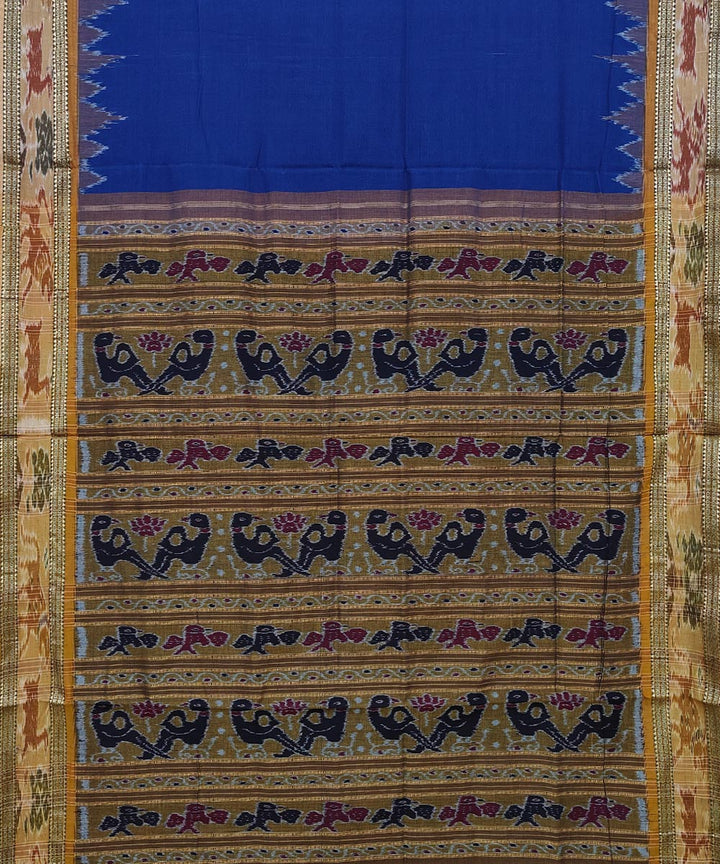 Navy blue black cotton handwoven nuapatna saree