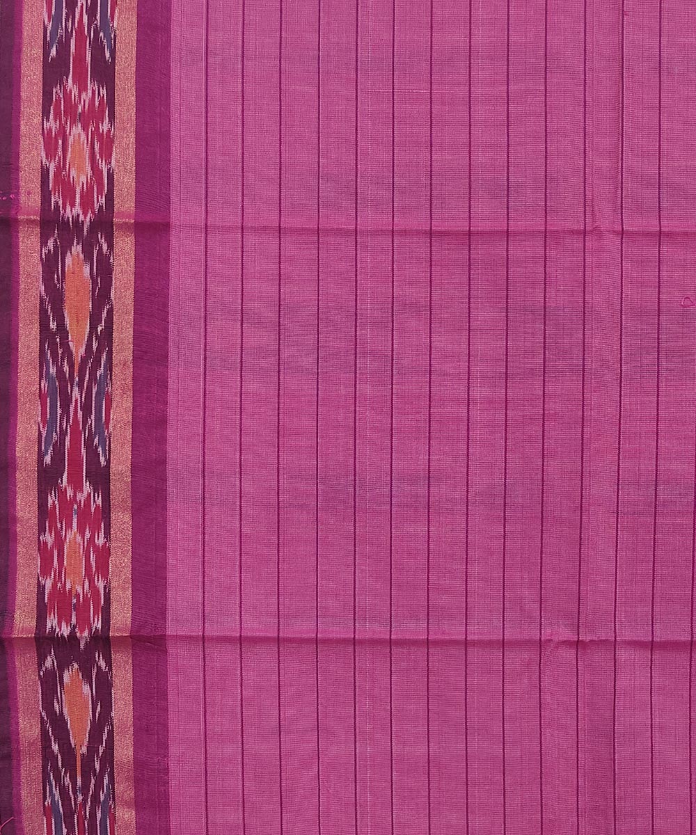 Beige pink handwoven odisha ikat tussar silk saree