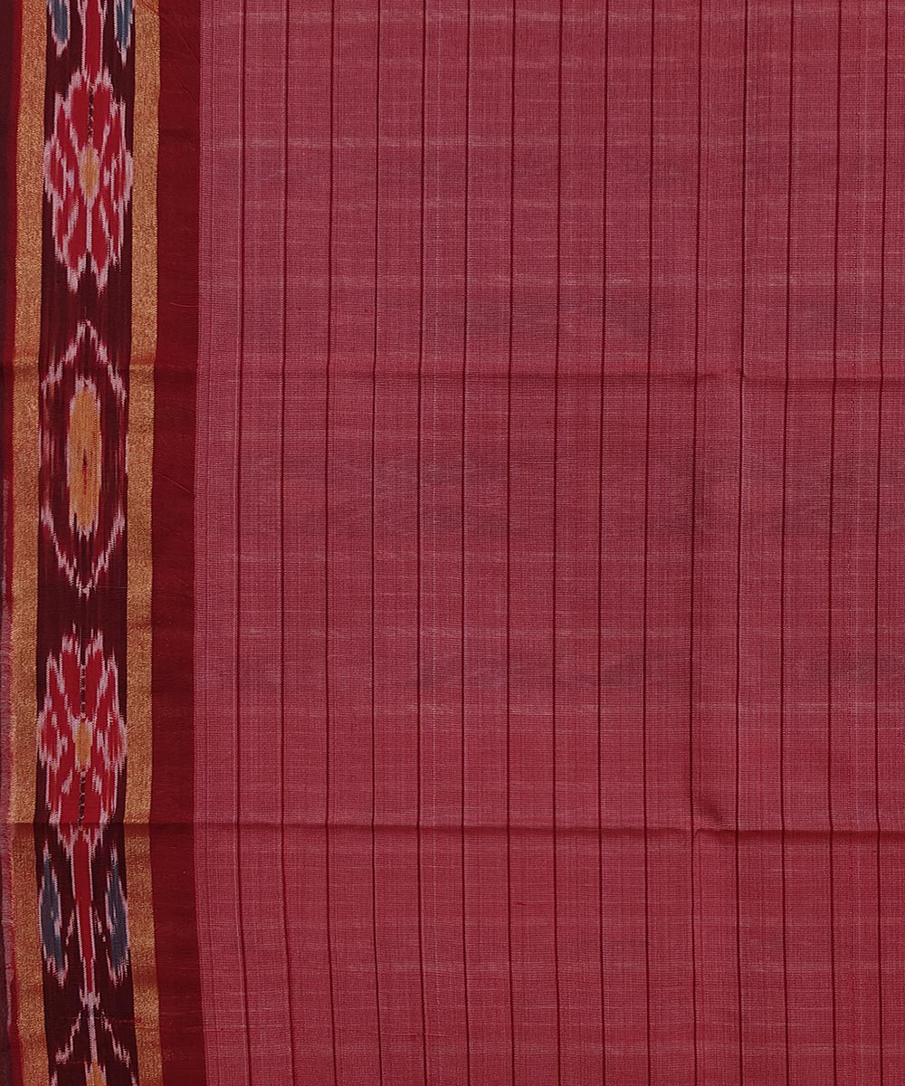 Beige red handwoven odisha ikat tussar silk saree